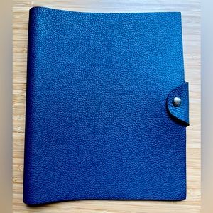 Hermes Ulysse MM Leather Notebook Cover, blue